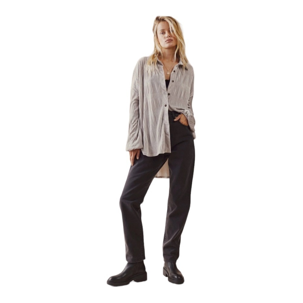Free‎ People Intimately Botton Down Velvet Oversized Shirt​​​​​​​